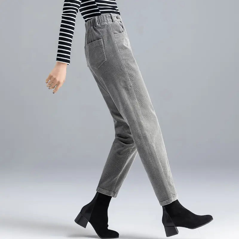 Corduroy High-Waist Pants