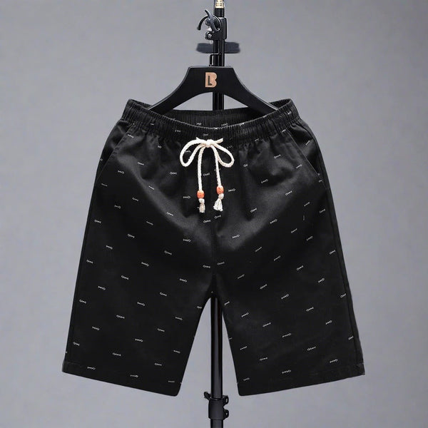 EMBROIDERED COTTON DRAWSTRING SHORTS